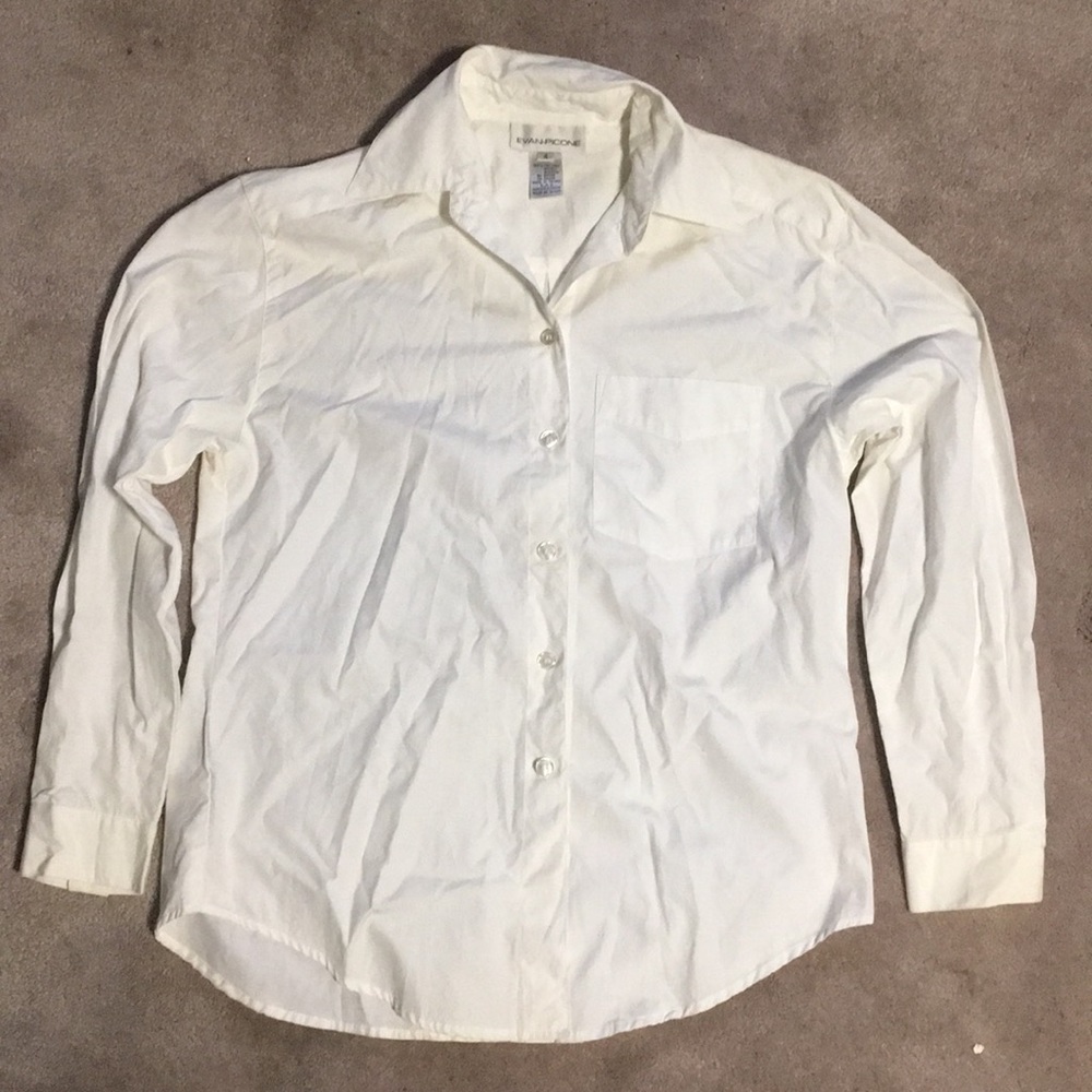 Evan Picone Button Up White Shirt with Pocket Sz 4